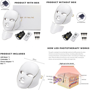 7 Color LED Facial Mask with Neck (Therapy, Skin Rejuvenation, and Anti Acne)