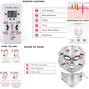 7 Color LED Facial Mask with Neck (Therapy, Skin Rejuvenation, and Anti Acne)