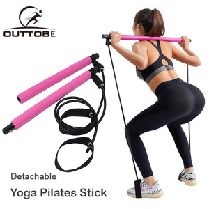 Outtobe Portable Yoga Pilates Bar with Resistance Band (For Muscle Toning) - Thehealthyrush