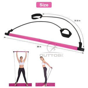 Outtobe Portable Yoga Pilates Bar with Resistance Band (For Muscle Toning) - Thehealthyrush