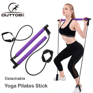 Outtobe Portable Yoga Pilates Bar with Resistance Band (For Muscle Toning) - Thehealthyrush