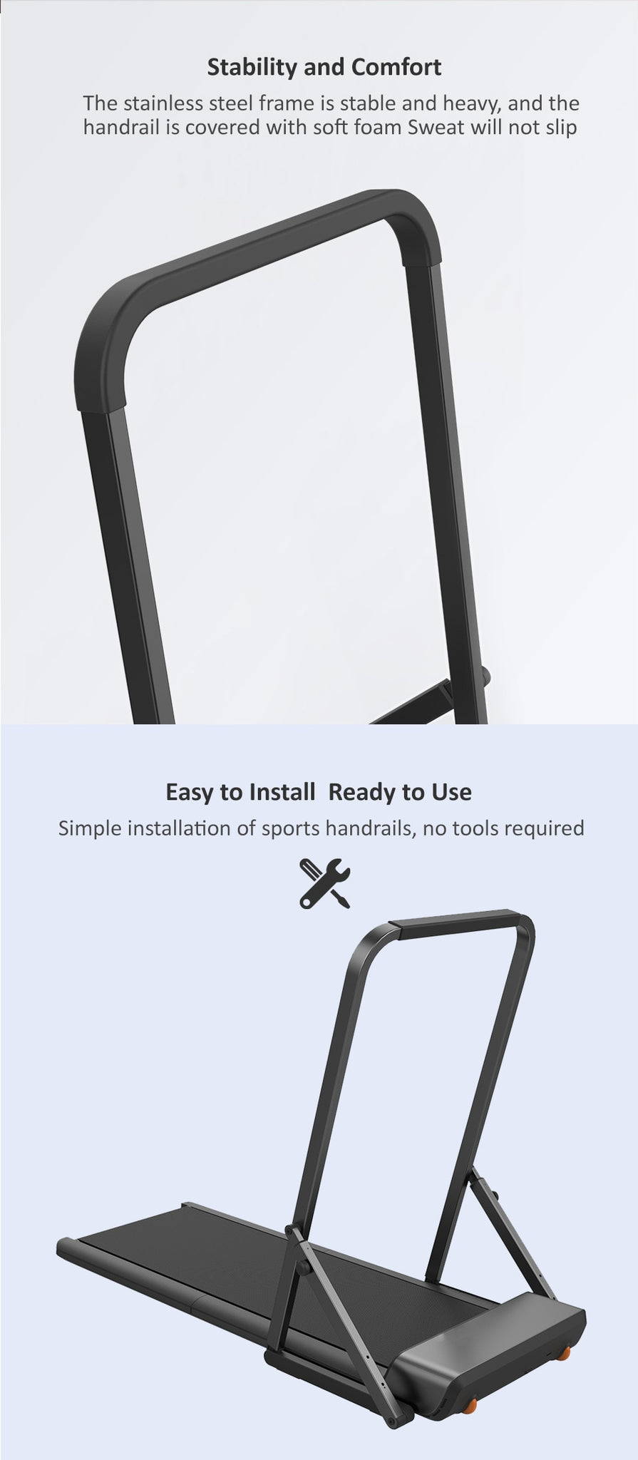 WalkingPad Foldable Handrail For Treadmill A1/A1Pro Model Full Steel Support Strong Durable Armrest Prevent Falling Balustrade - Thehealthyrush