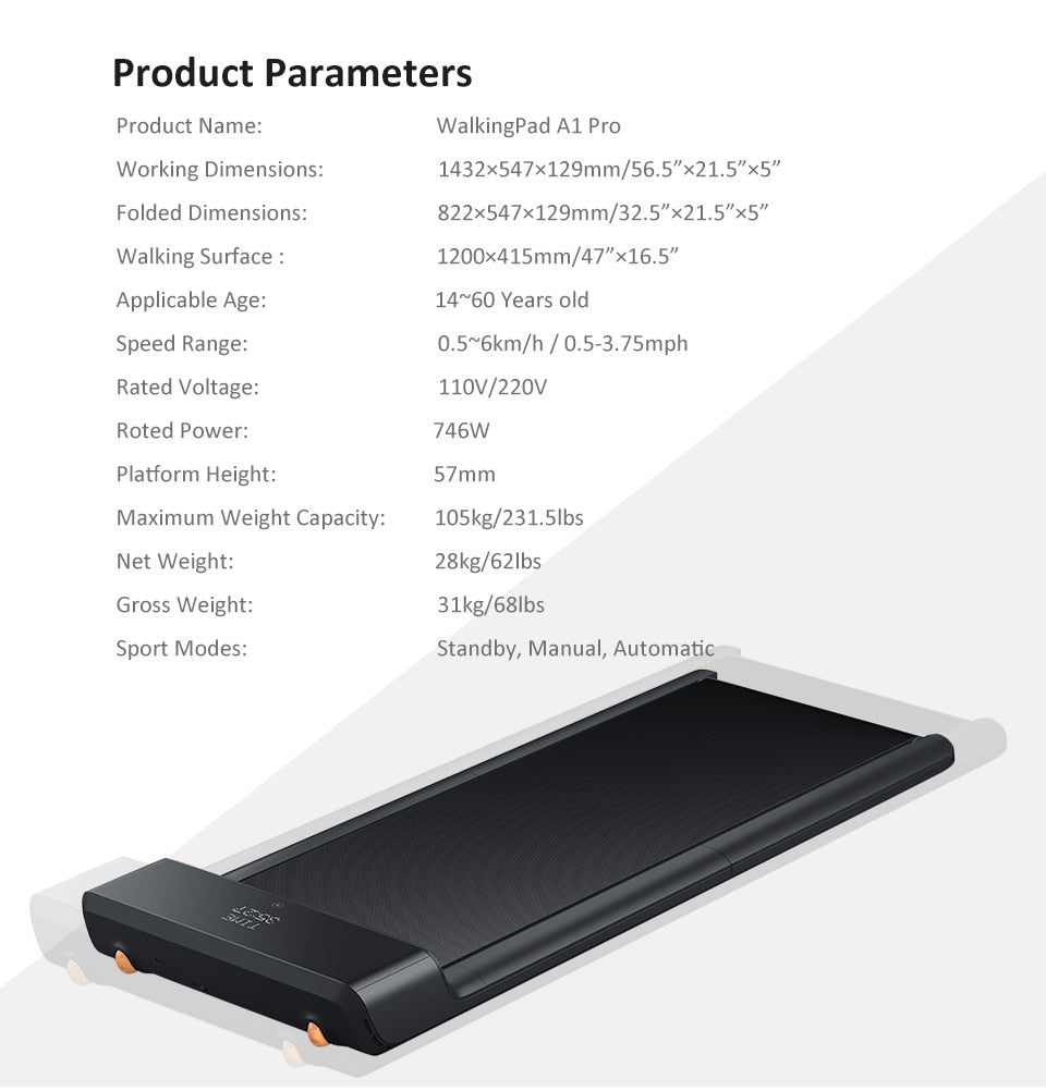 New Foldable space saving WalkingPad Treadmill Upgraded A1 Pro - Thehealthyrush