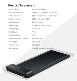 New Foldable space saving WalkingPad Treadmill Upgraded A1 Pro - Thehealthyrush