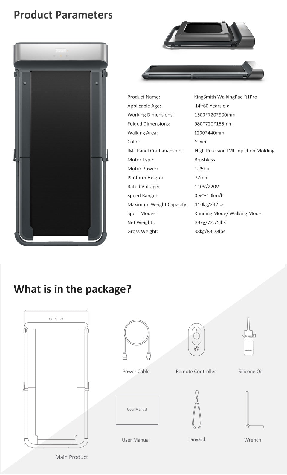 WalkingPad R1 Pro Foldable Treadmill Speed 0.5-10Km/H Running & Walking with handrail (Xiaomi) - Thehealthyrush