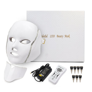 7 Color LED Facial Mask with Neck (Therapy, Skin Rejuvenation, and Anti Acne) - Thehealthyrush