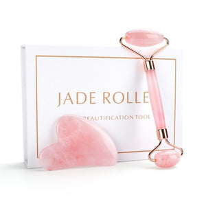 Rose Quartz Jade Roller Massager and Gua sha Board Face Lifter Massage - Thehealthyrush