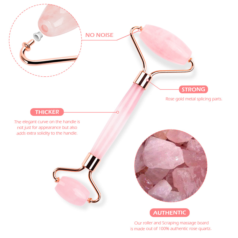 Rose Quartz Jade Roller Massager and Gua sha Board Face Lifter Massage - Thehealthyrush